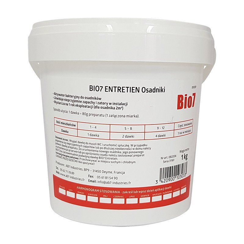 Bio7 Entretien 1 kg Bakterie osadniki na 1 Rok