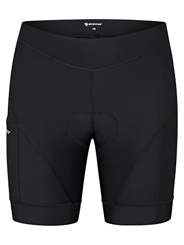 Ziener NASRA Damskie spodnie rowerowe/spodnie rowerowe/rower górski/rower wyścigowy - oddychające, szybkoschnące, wyściełane, żelowe, czarne, 38