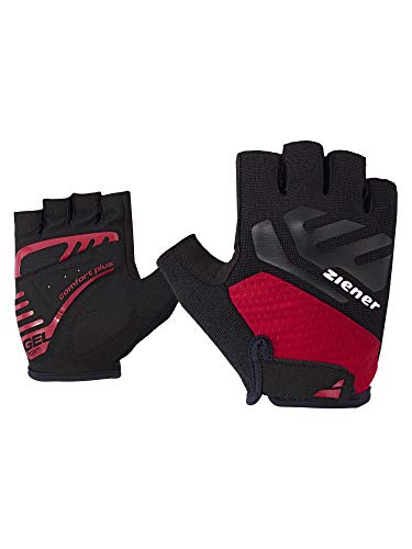 Ziener Męskie rękawiczki do jazdy na rowerze górskim, rowerze rowerowym, z krótkim palcem, oddychające, amortyzujące, antypoślizgowe, czerwone pop, rozmiar 6,5