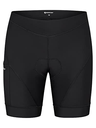 Ziener NASRA Damskie spodnie rowerowe/spodnie rowerowe/rower górski/rower wyścigowy - oddychające, szybkoschnące, wyściełane, żelowe, czarne, 42
