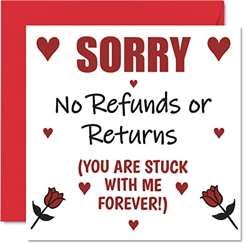 Urocza kartka rocznicowa dla męża żony chłopaka dziewczyny - bez zwrotów lub zwrotów - zabawna karta rocznicowa ślubu dla kobiet mężczyzn jej niego, 145 mm x 145 mm kartki z życzeniami dla narzeczonej