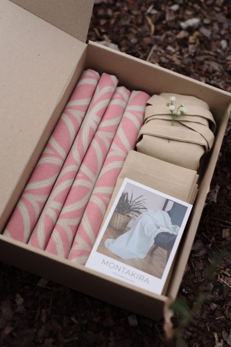 Zestaw tekstylny z plamoodpornej tkaniny różowego korolu