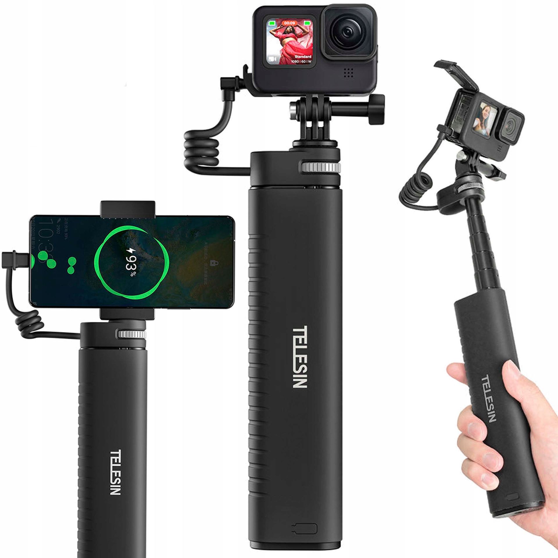 Selfie Stick Statyw Powerbank do GoPro Hero 11 10