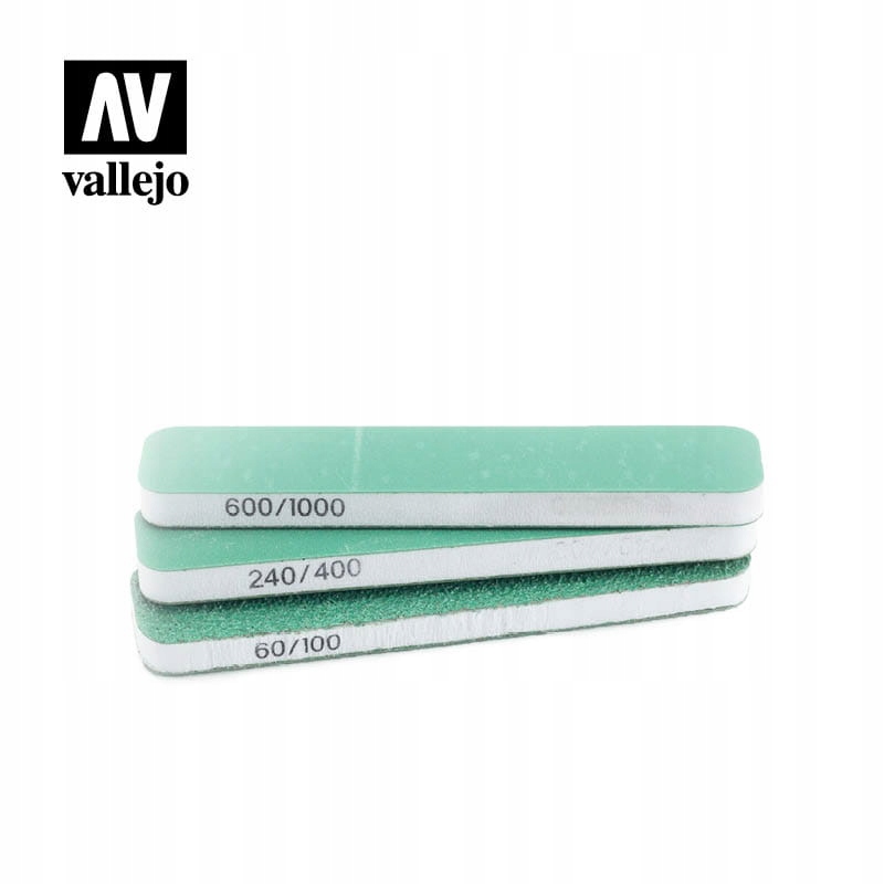 Vallejo Pilniki elastyczne dwustronne, gąbka (60/100, 240/400, 600/100) 3 szt. (90x19x6mm) Vallejo T04001