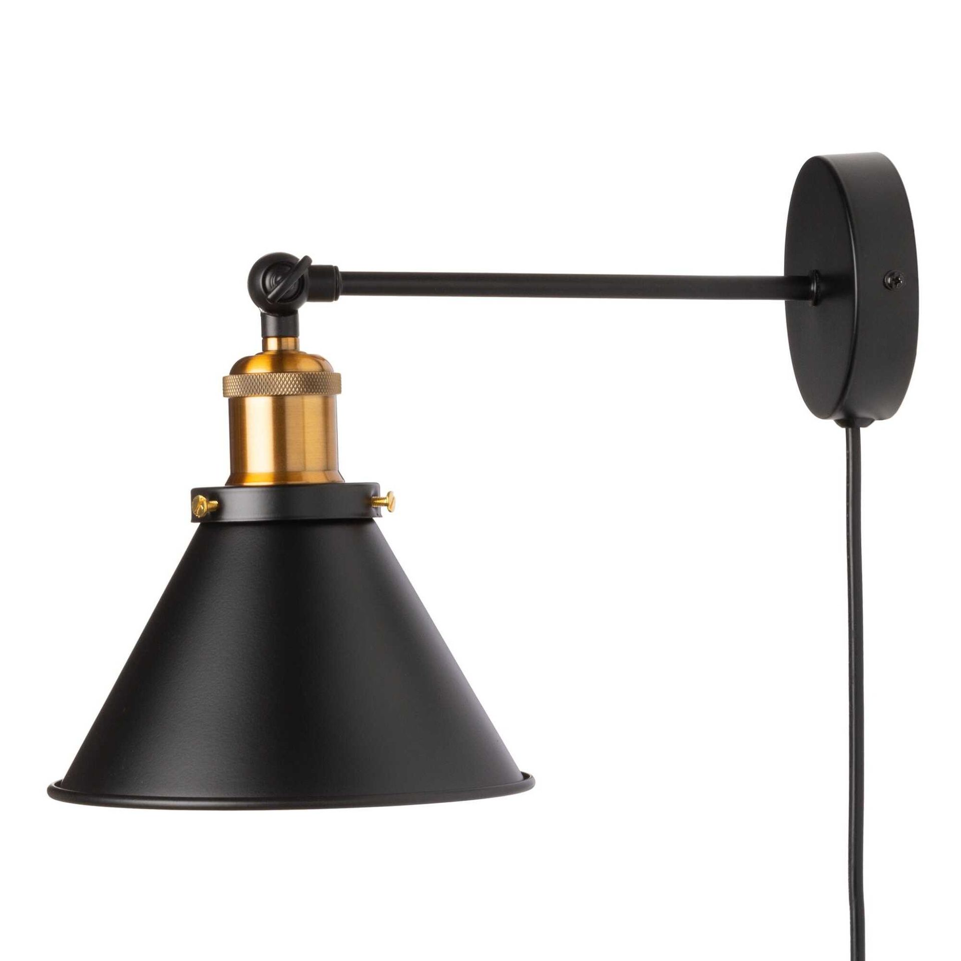 Zdjęcia - Żyrandol / lampa LOFT Kinkiet do kontaktu czarno złoty  1xE27 