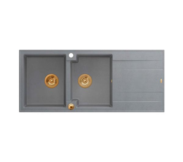 Quadron HQE11650U5_PVDC1_P2O Evan 121 silver stone - szary/miedziany - granitowy - wpuszczany w blat - ociekacz
