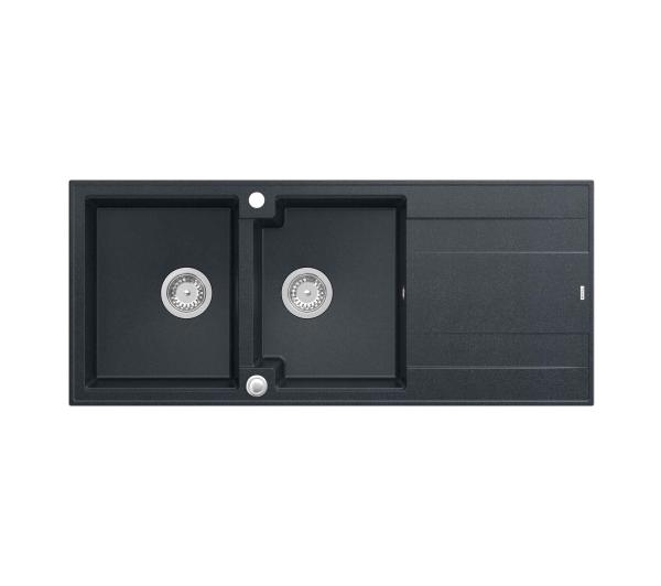 Quadron HQE11650U8_BS_P2O Evan 121 black diamond - czarny metalik/stalowy - granitowy - wpuszczany w blat - ociekacz