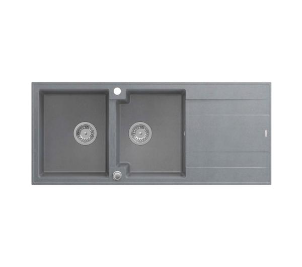 Quadron HQE11650U5_BS_P2O Evan 121 silver stone - szary/stalowy - granitowy - wpuszczany w blat - ociekacz