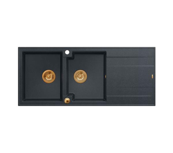 Quadron HQE11650U8_PVDC1_P2O Evan 121 black diamond - czarny metalik/miedziany - granit - wpuszczany w blat - ociekacz