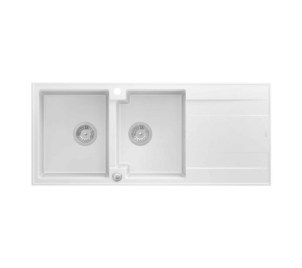 Quadron HQE11650U1_BS_P2O Evan 121 snow white - biały/stalowy - granitowy - wpuszczany w blat - ociekacz