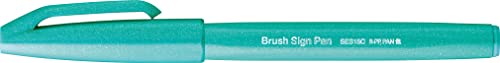 Pentel SES15C-D4X Brush Sign Pen szmaragdowa zieleń, długopis z końcówka z włókien, końcówka przypominająca pędzel, 1 sztuka