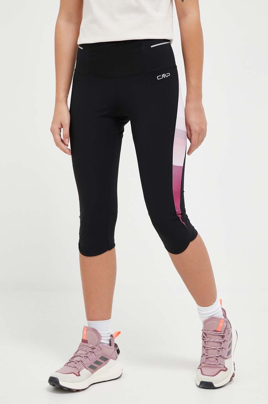 CMP legginsy sportowe damskie kolor czarny wzorzyste
