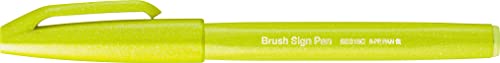 Pentel SES15C-K2X Brush Sign Pen limonkowa zieleń, długopis z włókien, końcówka przypominająca pędzel, 1 sztuka