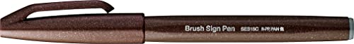 Pentel SES15C-E3X Brush Sign Pen ciemnobrązowy, długopis z końcówka z włókien, końcówka przypominająca pędzel, 1 jednostka = 10 sztuk