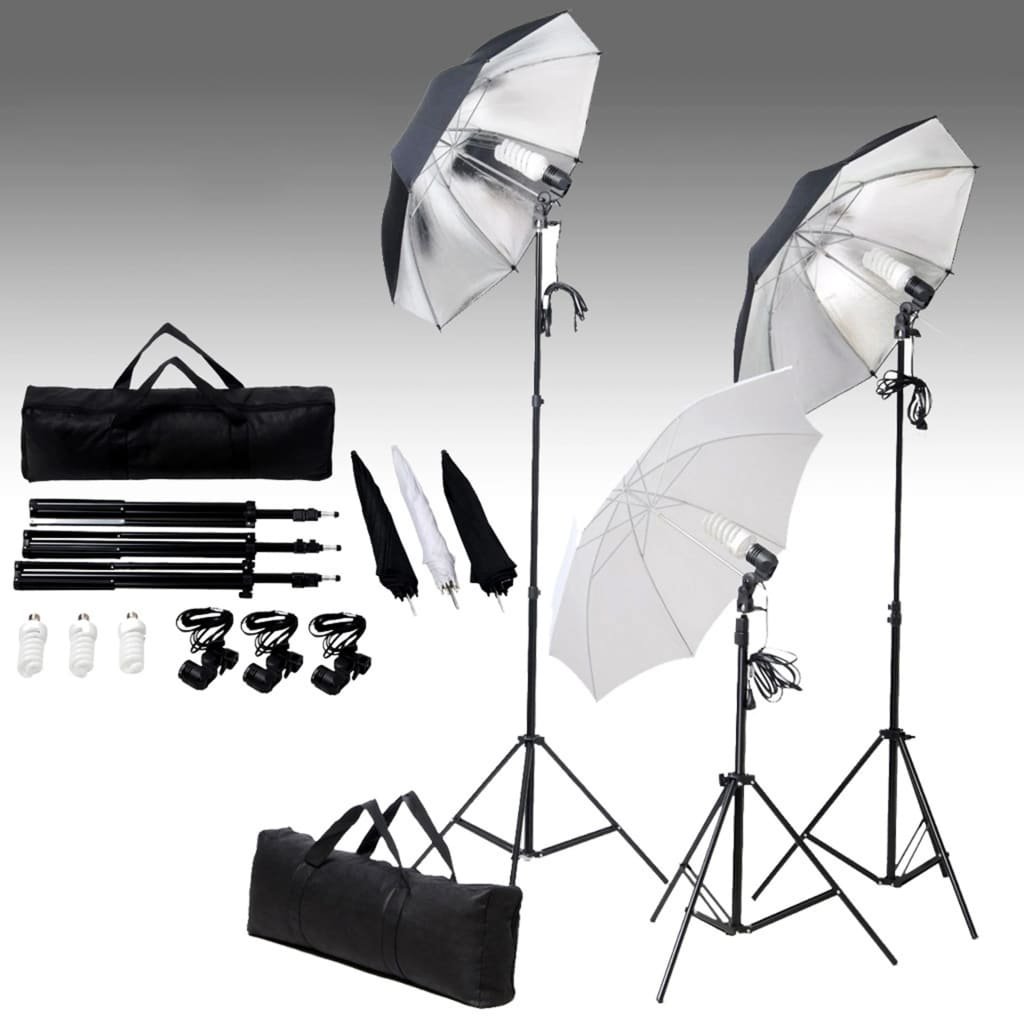 vidaXL Lampa studyjna Fotograficzny zestaw studyjny z lampami i tłem 3055125