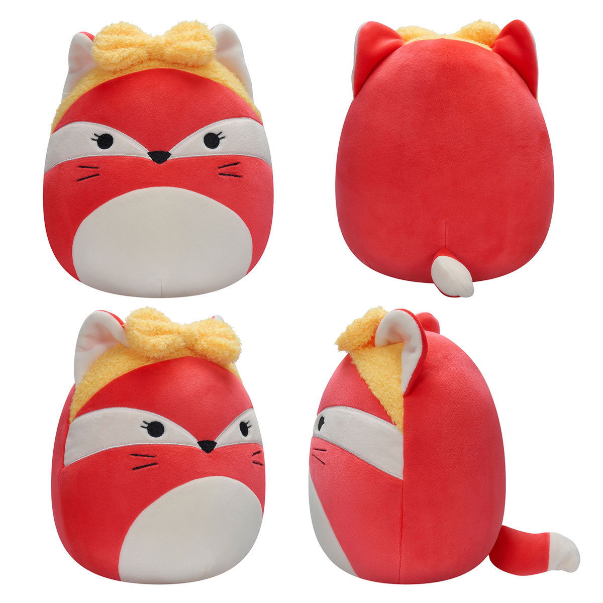SQUISHMALLOWS Wersja A, Seria 14, pluszak, 19 cm-Różowy lis Fifi z żółtą opaską