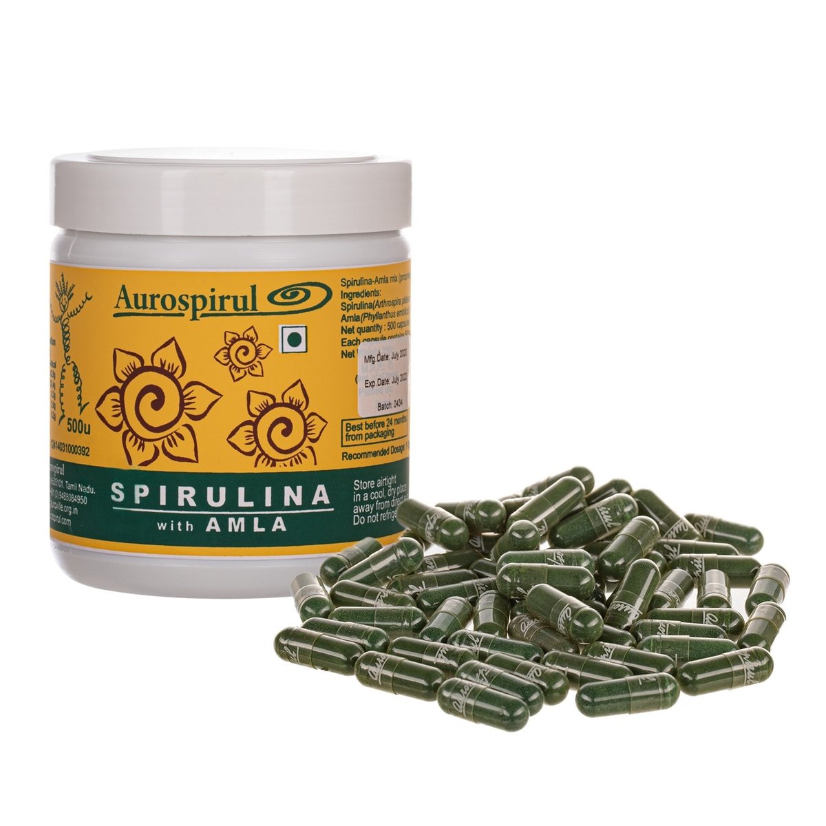 AUROSPIRUL Spirulina z Amlą w kapsułkach Aurospirul 500 kapsułek