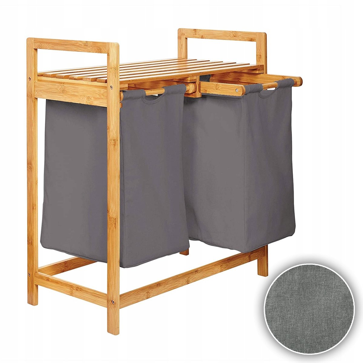Kosz na Pranie Bambusowy AD.CON 74x63.5x33cm Ciemnoszary
