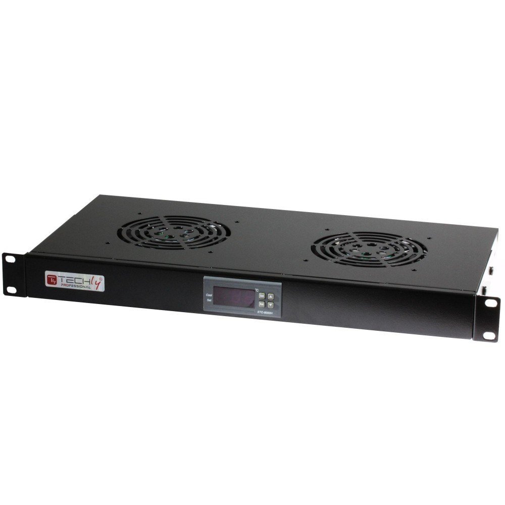 Techly Panel chłodzący 2x23W Rack 19 1U wewnętrzny, termostat LED