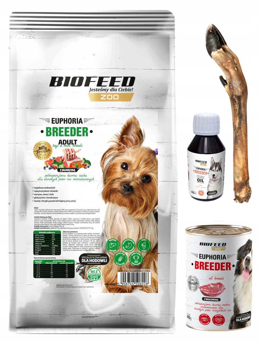 Karma dla psa BIOFEED Adult Toys Mini Z JAGNIĘCINĄ 15KG