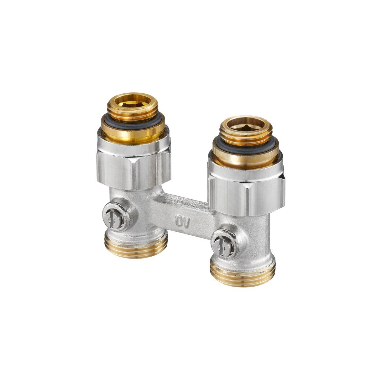 Multiflex F, ZB-podwójne przyłącze z odcięciem, 1/2GZx3/4GZ, mosiądz, niklowane