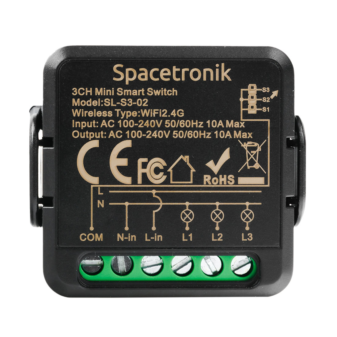 Zdjęcia - Ramka do gniazda / włącznika Spacetronik Mini Switch włącznik elektryczny SMART WiFI Tuya 3 