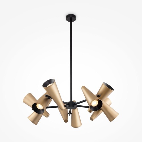 Lampa wisząca Giro MOD095PL-10BS stożki tuby mosiądz