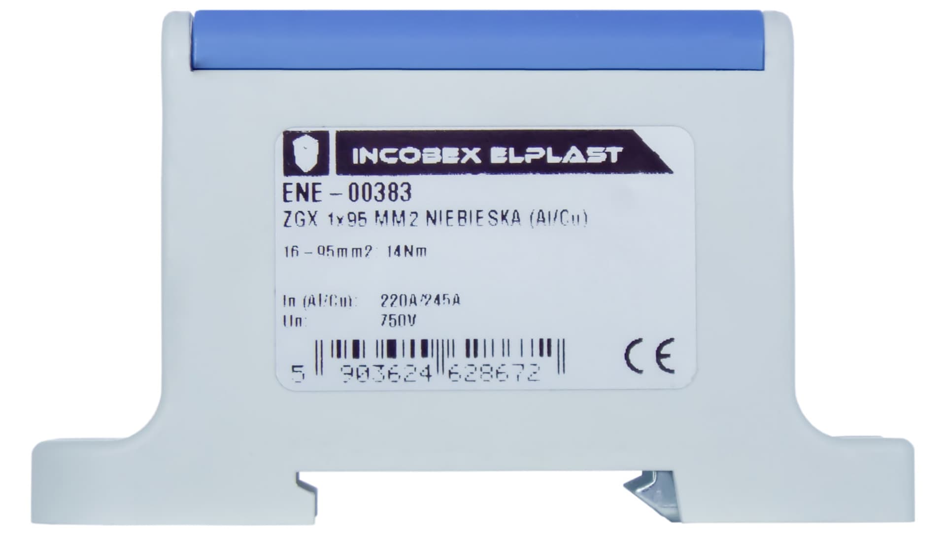 Złączka szynowa jednopolowa ZGX 1x95 mm2 niebieska (Al-Cu) ENE-00383