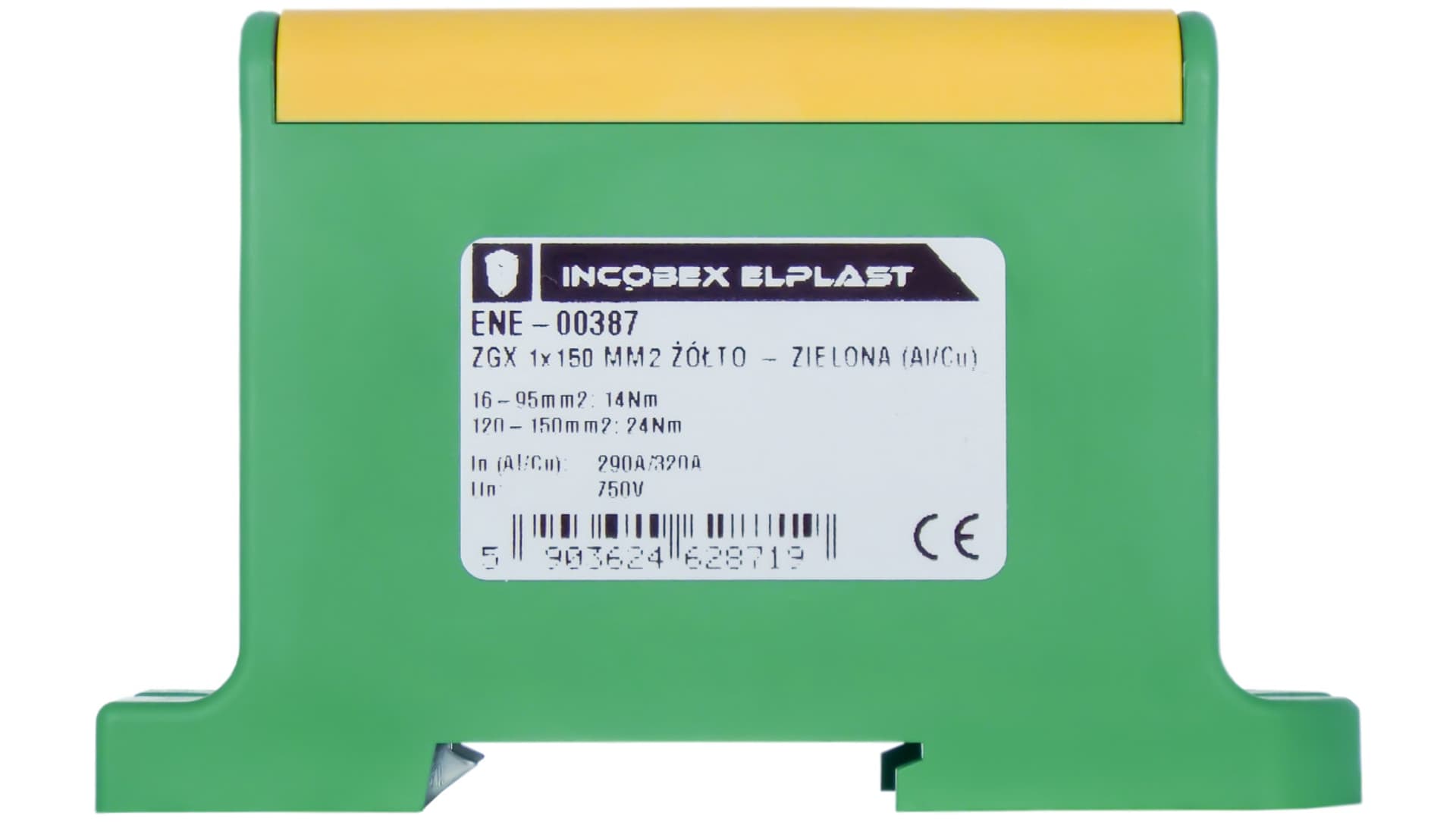 Złączka szynowa jednopolowa ZGX 1x150 mm2 żółto-zielona (Al-Cu) ENE-00387