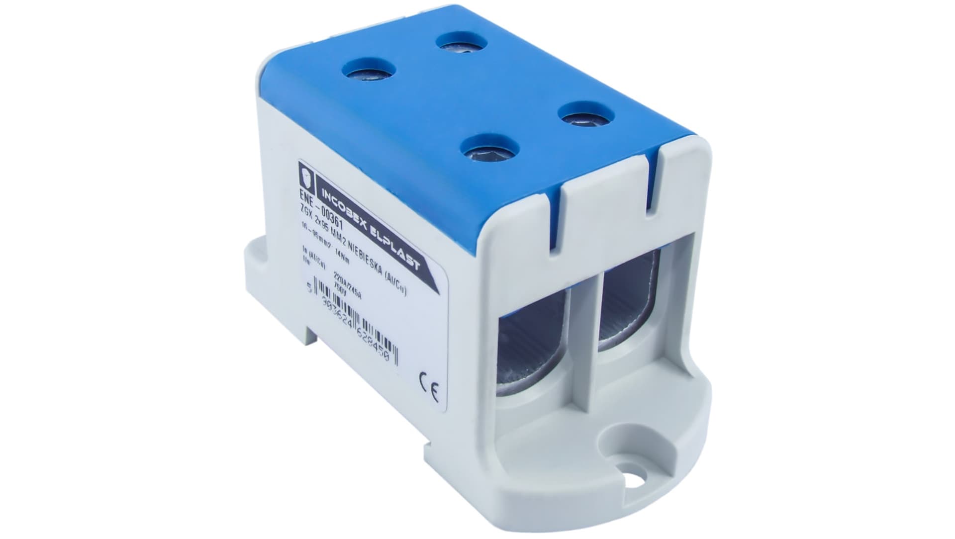 Złączka szynowa jednopolowa ZGX 2x95 mm2 niebieska (Al-Cu) ENE-00361