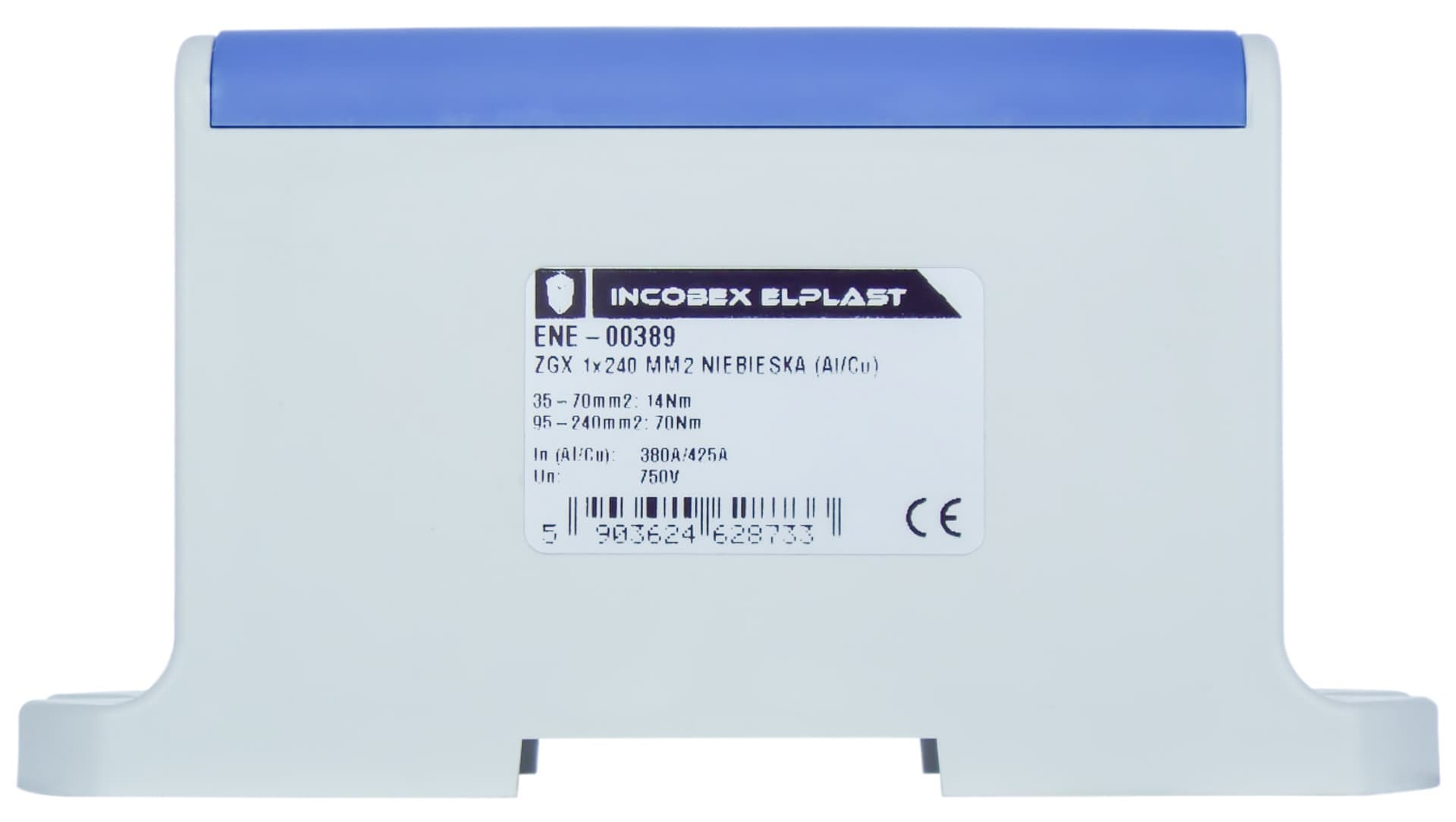 Złączka szynowa jednopolowa ZGX 1x240 mm2 niebieska (Al-Cu) ENE-00389