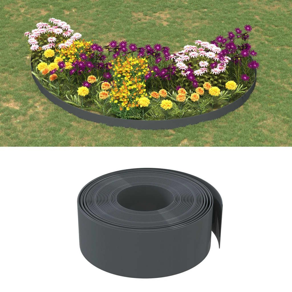 vidaXL Obrzeża ogrodowe, 5 szt., szare, 10 m, 20 cm, polietylen