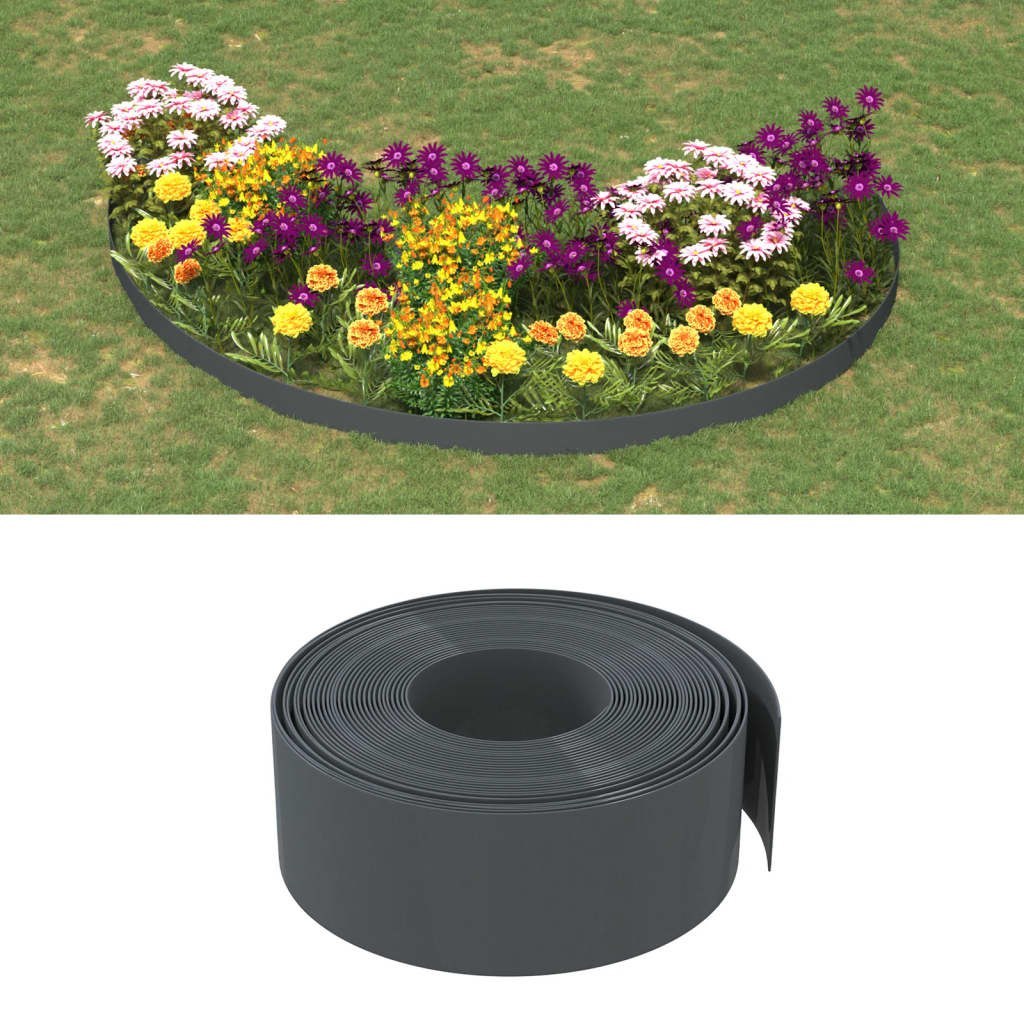 vidaXL Obrzeże ogrodowe, szare, 10 m, 20 cm, polietylen