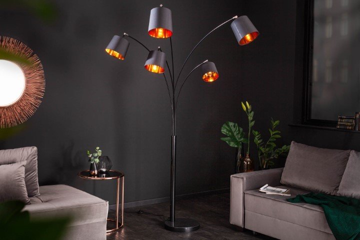 Invicta Lampa podłogowa Floor 202 cm czarno-złota 40036