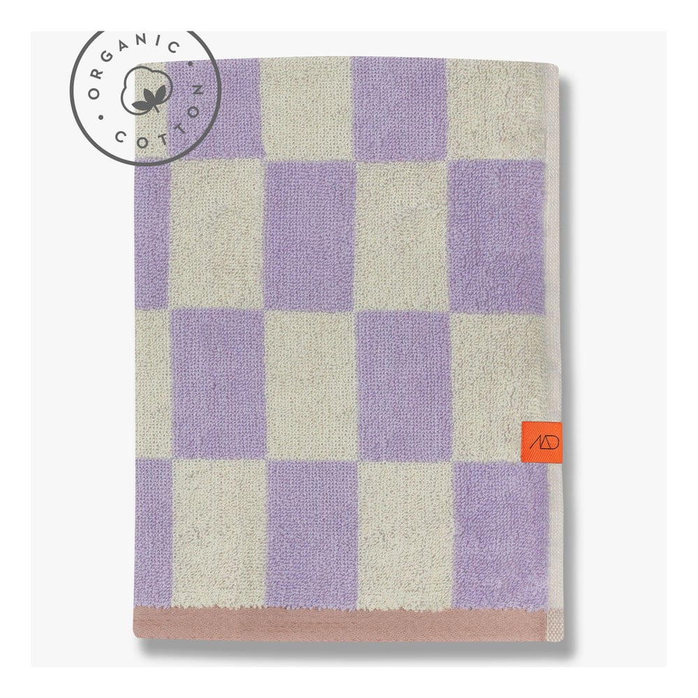Jasnożółto-fioletowy ręcznik kąpielowy z bawełny organicznej 70x133 cm Retro – Mette Ditmer Denmark