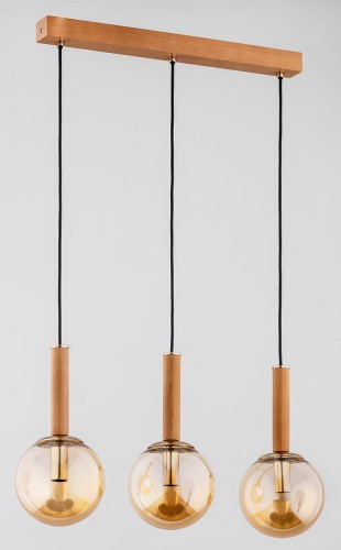 Tori lampa wisząca 3-punktowa złota/drewno 62312