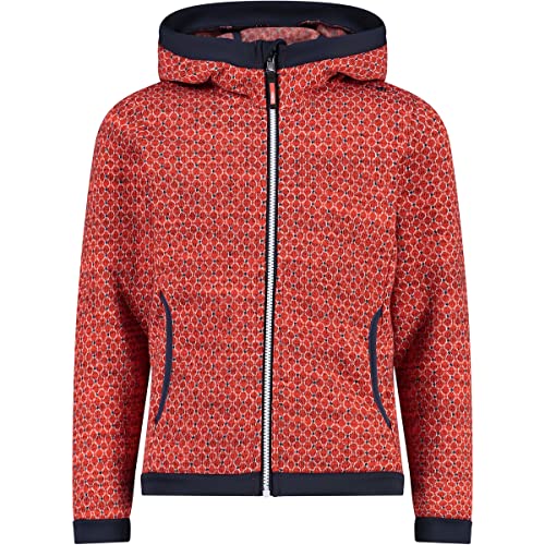 CMP - Kid G Jacket Fix Hood, Girl, Campari-B.Blue, 140
