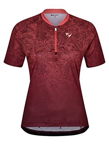Ziener Damska koszulka rowerowa Nagoya - rower górski, rower wyścigowy - oddychająca, szybkoschnąca, elastyczna, z krótkim rękawem, Velvet Red, 40