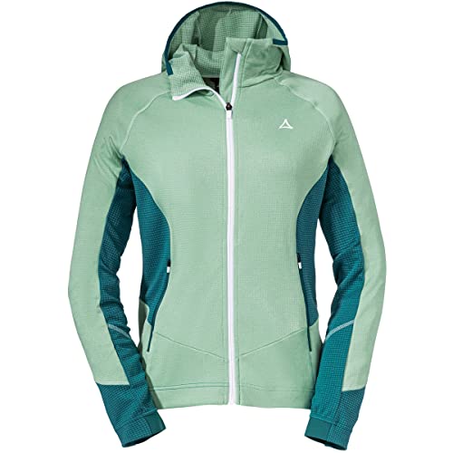 Schöffel W polarowa bluza z kapturem Forillon zielona - sportowa ekologiczna damska bluza z kapturem, rozmiar 44 - kolor miętowy Matcha