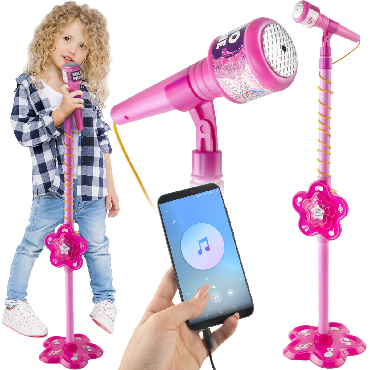 Mikrofon Stojący ze Statywem Karaoke MP3 Głośnik ISO TRADE