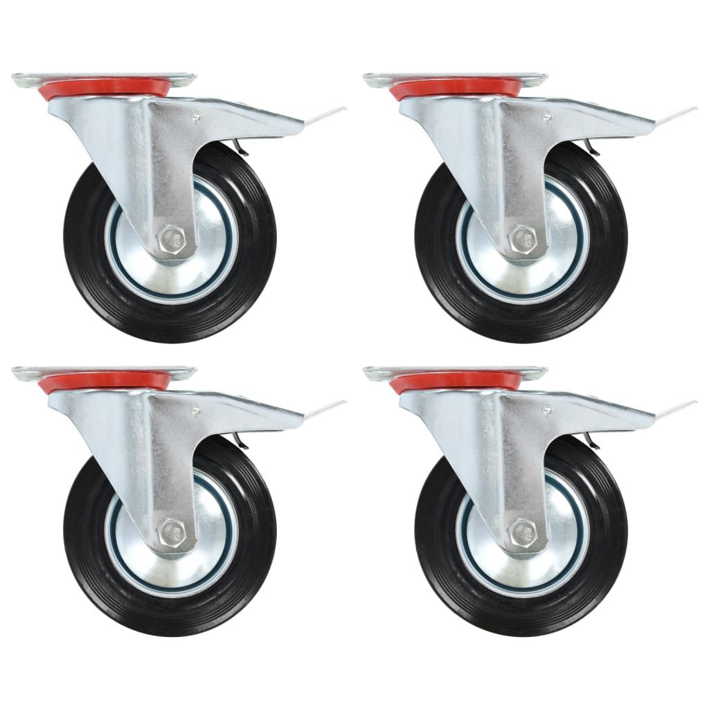 vidaXL vidaXL Kółka skrętne z podwójnymi hamulcami, 4 szt., 160 mm