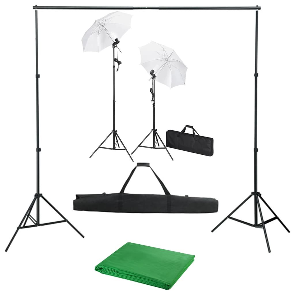vidaXL Lampa studyjna Fotograficzny zestaw studyjny z tłem lampami i parasolkami 3055084