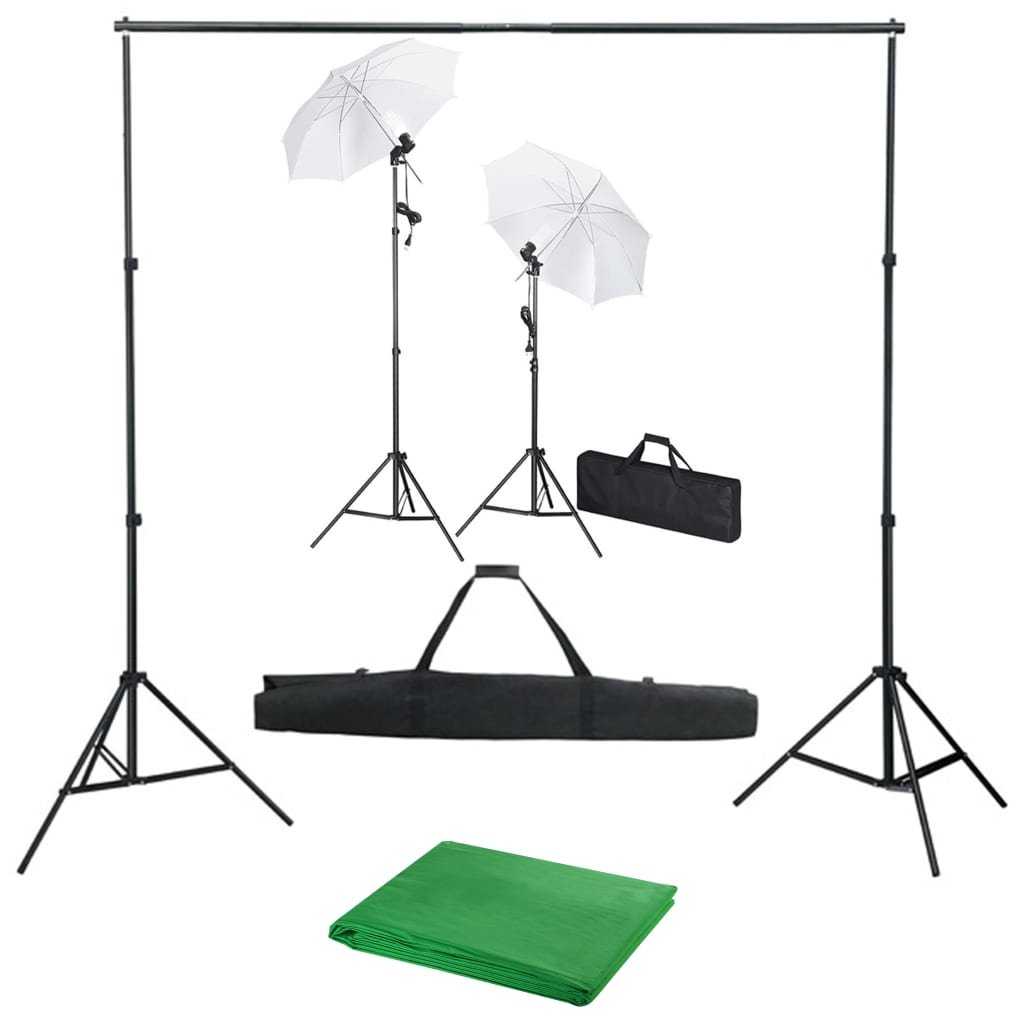 vidaXL Lampa studyjna Fotograficzny zestaw studyjny z tłem lampami i parasolkami 3055087