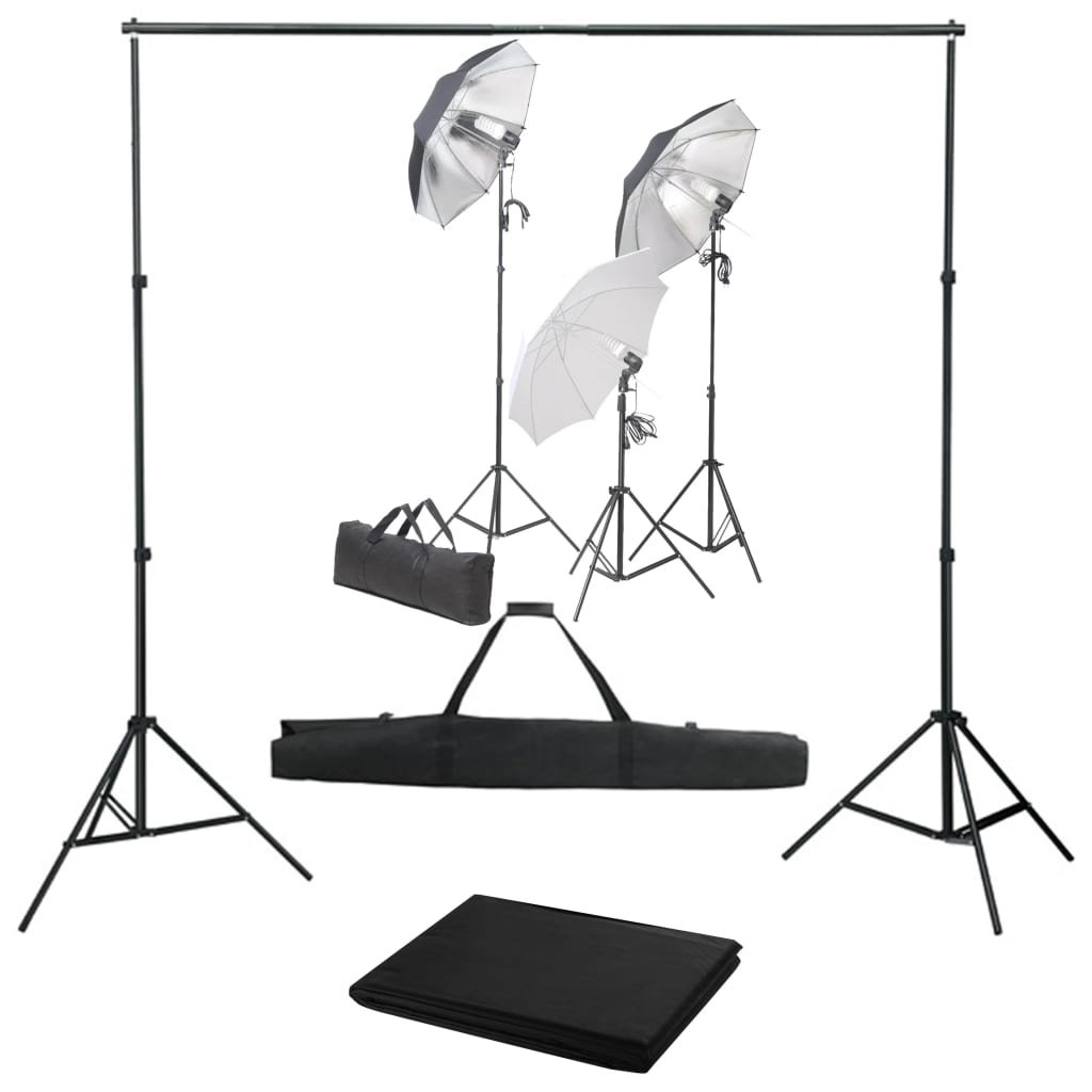 vidaXL Lampa studyjna Fotograficzny zestaw studyjny z lampami i tłem 3055121