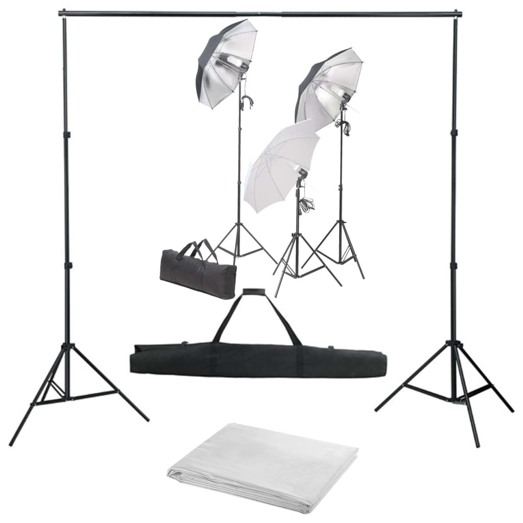 vidaXL Lampa studyjna Fotograficzny zestaw studyjny z lampami i tłem 3055122