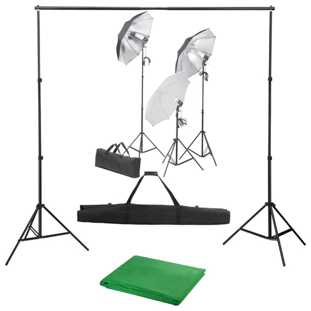 vidaXL Lampa studyjna Fotograficzny zestaw studyjny z lampami i tłem 3055123
