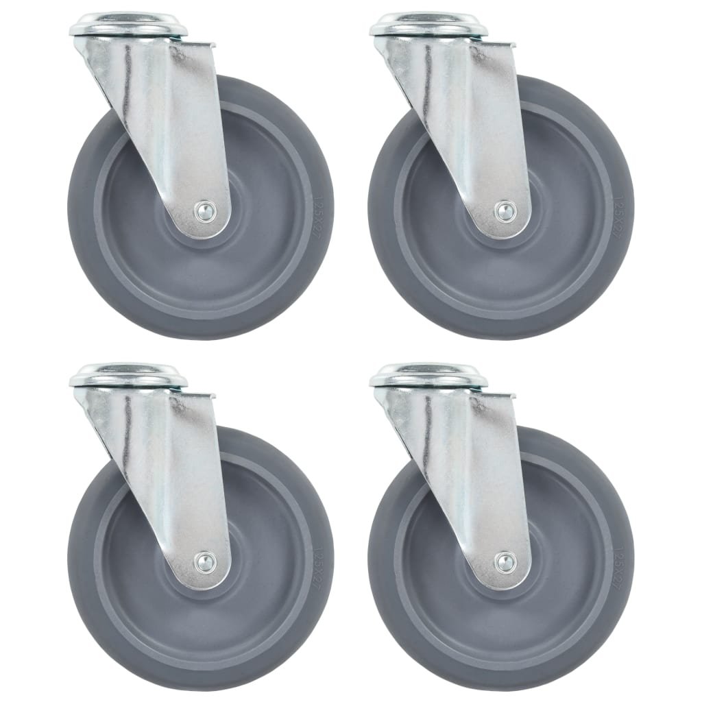 vidaXL vidaXL 8 skrętnych kółek z otworem na śrubę, 125 mm