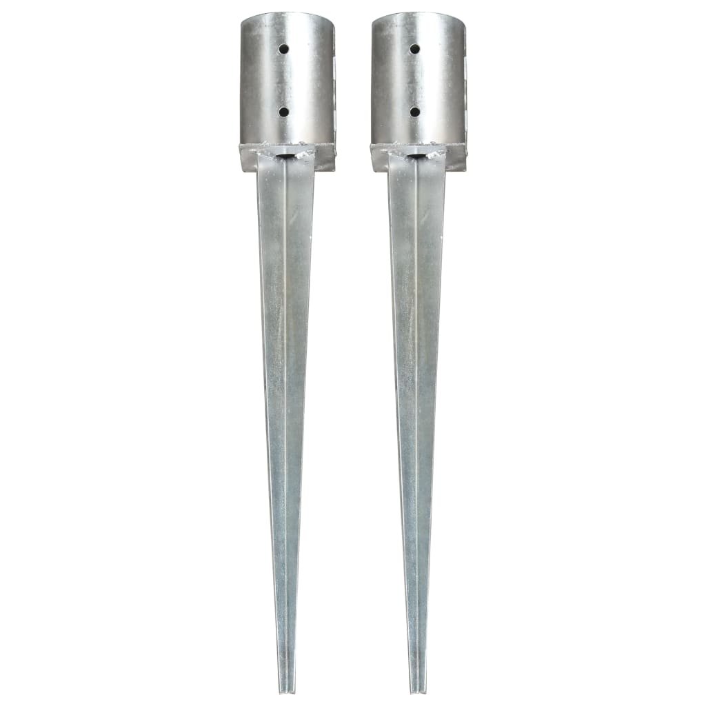 Vida Kołki gruntowe 2 szt. srebrne 10x76 cm stal galwanizowana V-145431