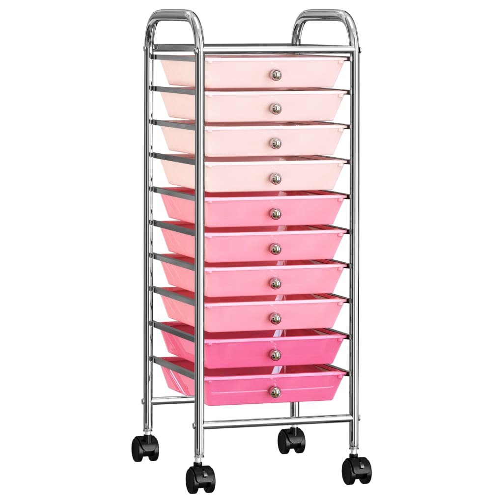 vidaXL Lumarko Wózek z 10 szufladami, róż ombre, plastikowy! 320404