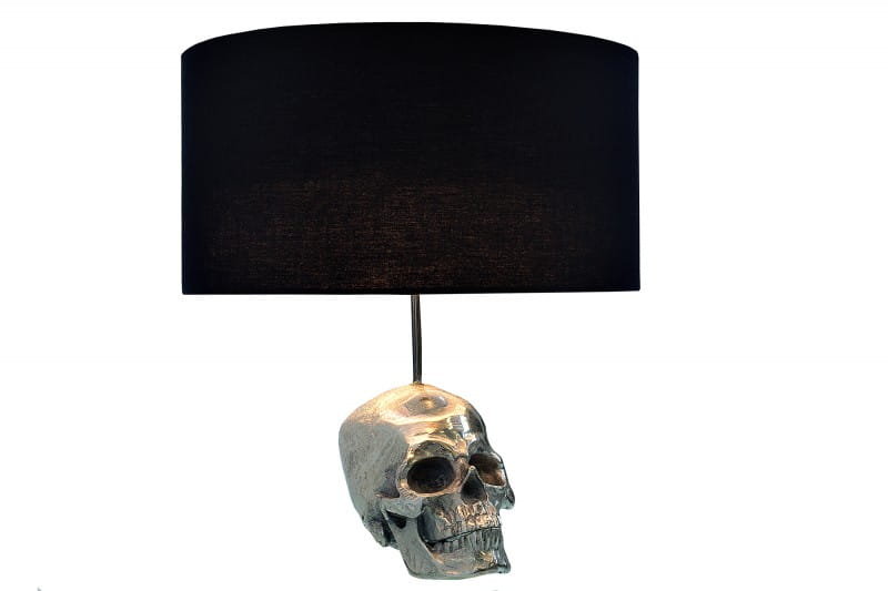 Invicta Interior Lampa stołowa Skull czaszka czarna chrom 44cm 38320